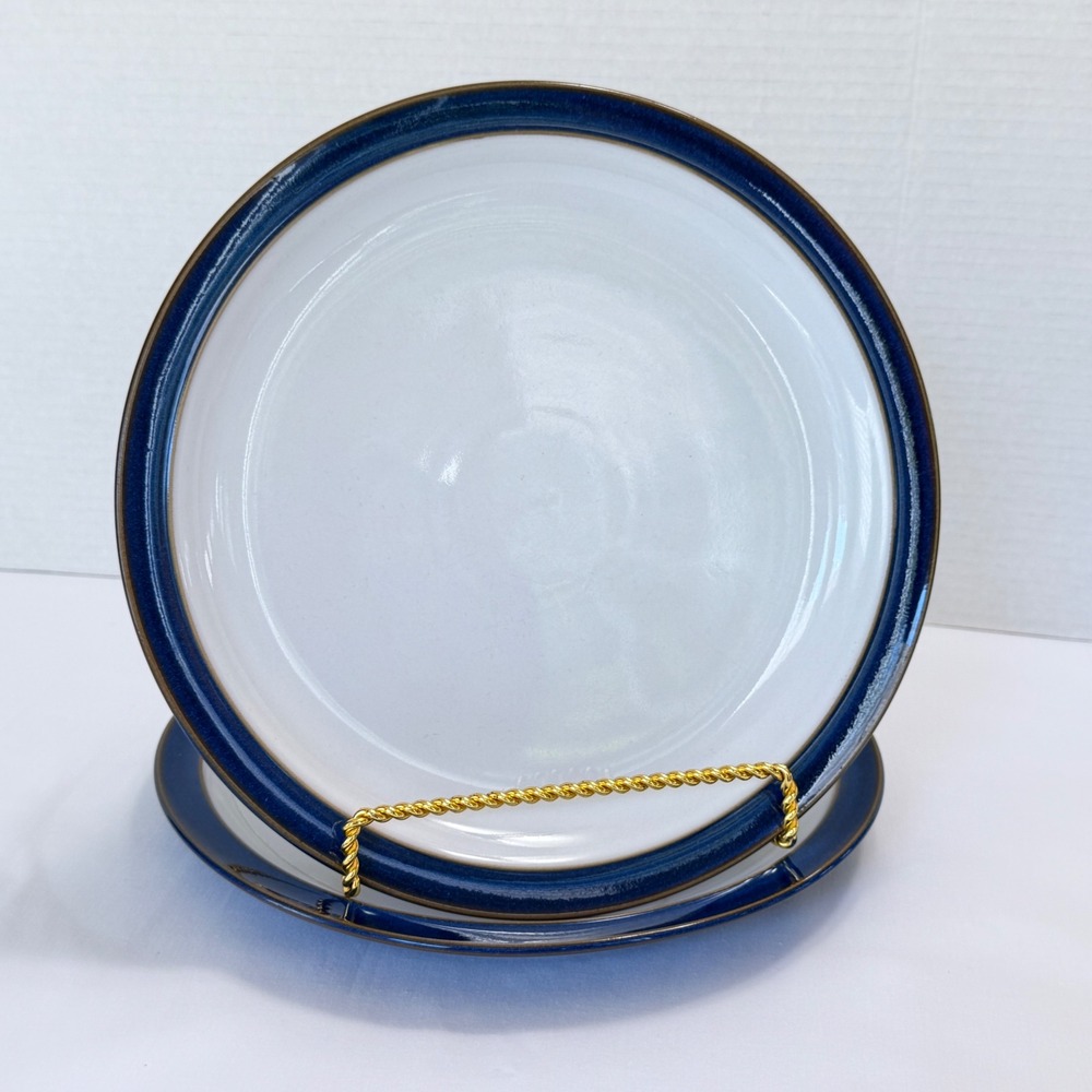 Set of 2 Denby Imperial Blue Dinner Plates 10.25 Inch Blue White England Exc